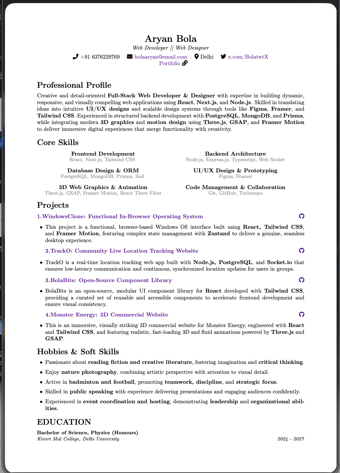 Resume preview